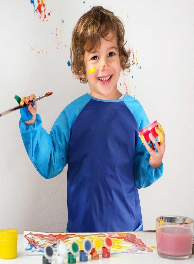 Tskcos Kids Toddlers Art Smock 2 Pack, Waterproof Child Painting Apron with Long Sleeve & Pockets, Children Artist Smock for Kids Age 2-8 Painting, Crafting, Cooking - Image 2